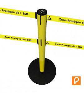 Poteau ESD à double sangle avec impression "Zone Protégée de l'ESD"