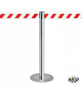 Poteau à sangle K-D "MASTER CHROME", sangle rouge/blanc (type chantier) 3m Poteau à sangle K-D "MASTER CHROME", sangle rouge/blanc (type chantier) 3m