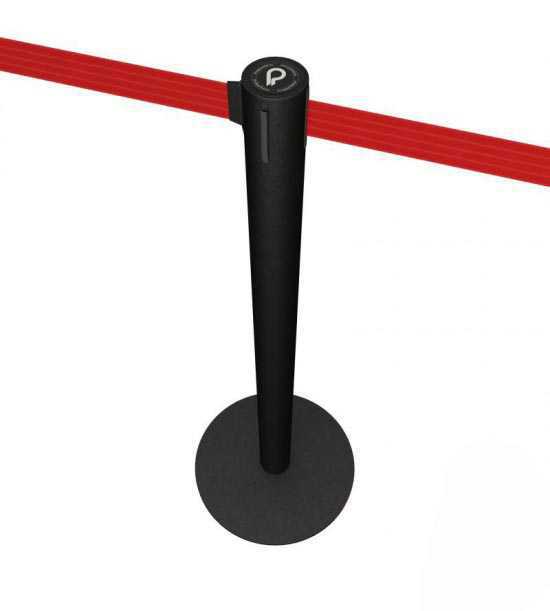 Poteau de balisage noir à sangle rouge, bleue ou noire