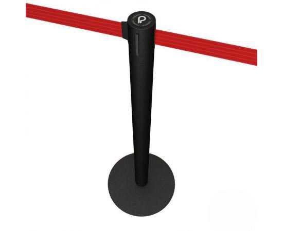 Poteau de balisage noir à sangle rouge, bleue ou noire