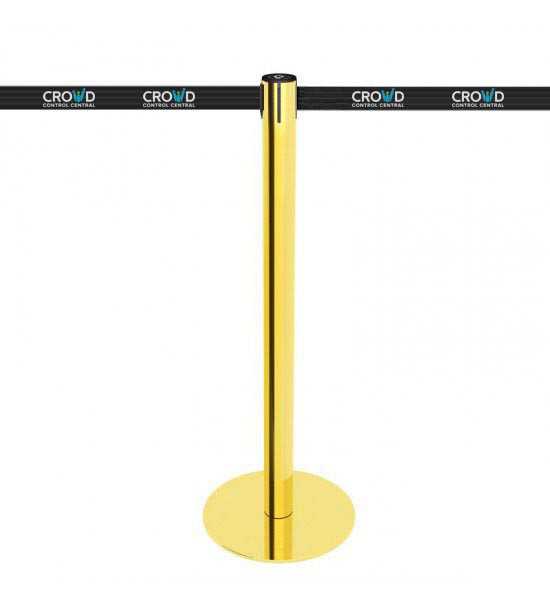 Poteau d'accueil doré avec sangle personnalisable Poteau d'accueil doré avec sangle personnalisable