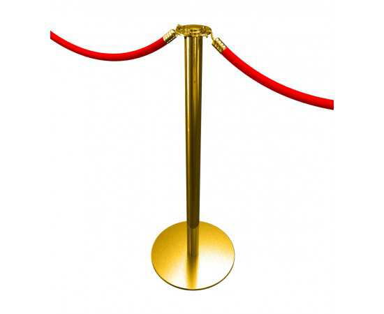 Poteau d'accueil à cordon, finition laiton doré (corde à commander séparément: nombreux coloris disponibles)