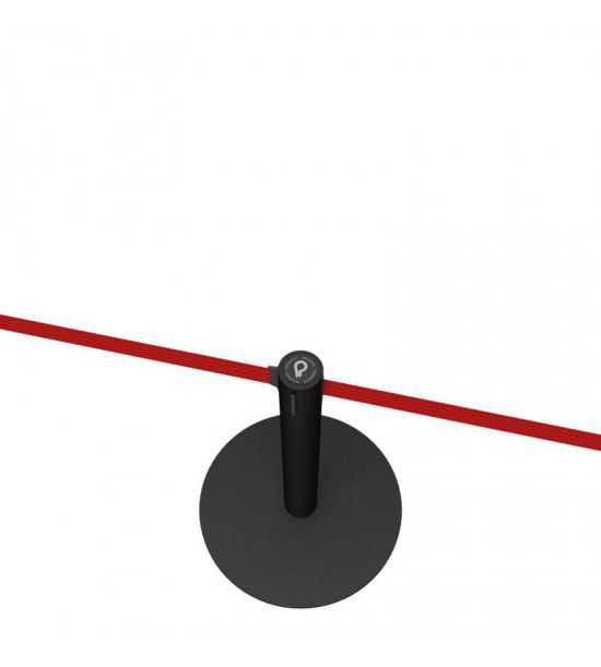 Potelet (h 50cm) noir, sangle rouge, capuchon standard