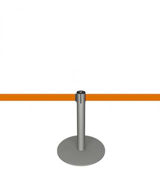 Potelet gris argenté à sangle orange Potelet gris argenté à sangle orange