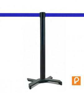 Poteau de guidage (Noir), sangle bleue, socle en X Poteau de guidage (Noir), sangle bleue, socle en X