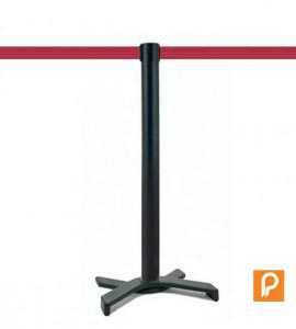 Poteau de guidage (Noir), sangle bordeau, socle en X Poteau de guidage (Noir), sangle bordeau, socle en X