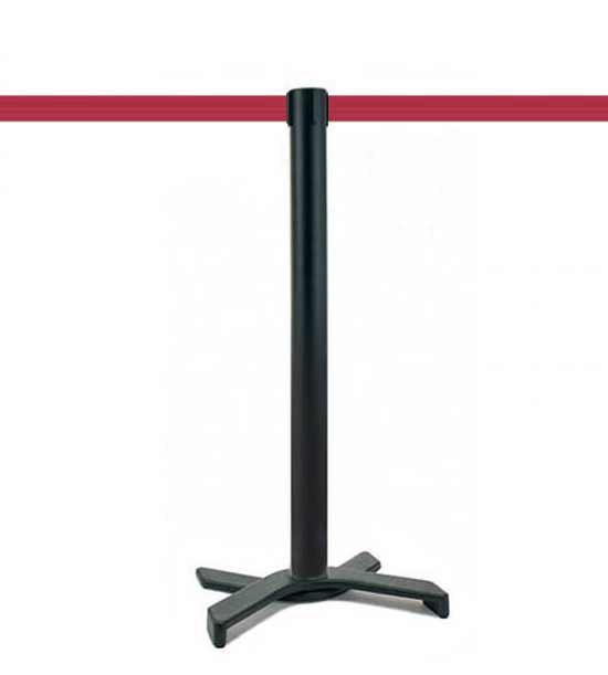 Poteau de guidage (Noir), sangle bordeau, socle en X Poteau de guidage (Noir), sangle bordeau, socle en X