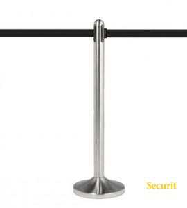 Poteau de guidage à sangle rétractable Securit, sangle noire Poteau de guidage à sangle rétractable Securit, sangle noire