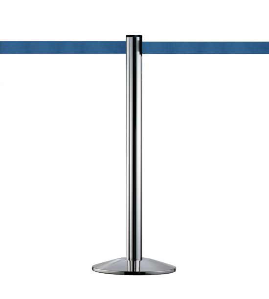 Afzetpaal met band Beltrac™ chroom, licht blauw lint