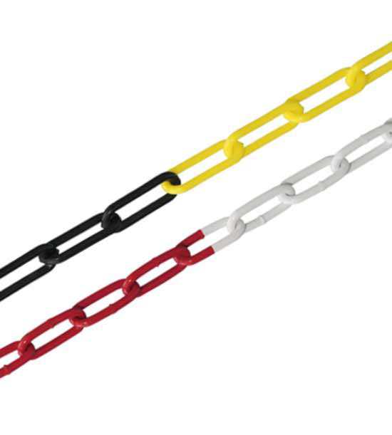 Catene plastiche giallo/nero o rosso/bianco, vendute al metro