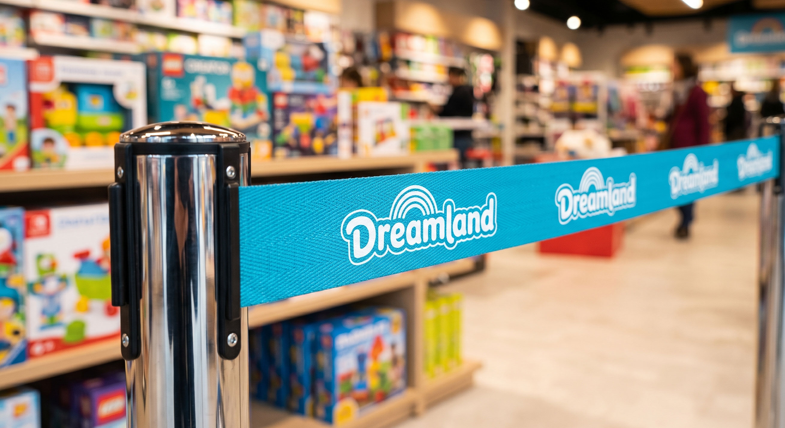 Your business logo printed on your belt barriers